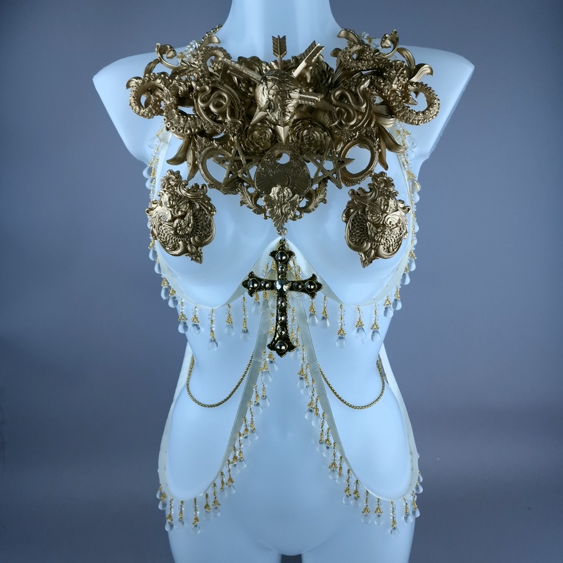 Effrayi Gold Filigree Nipple Pasties & Beading Body Jewellery