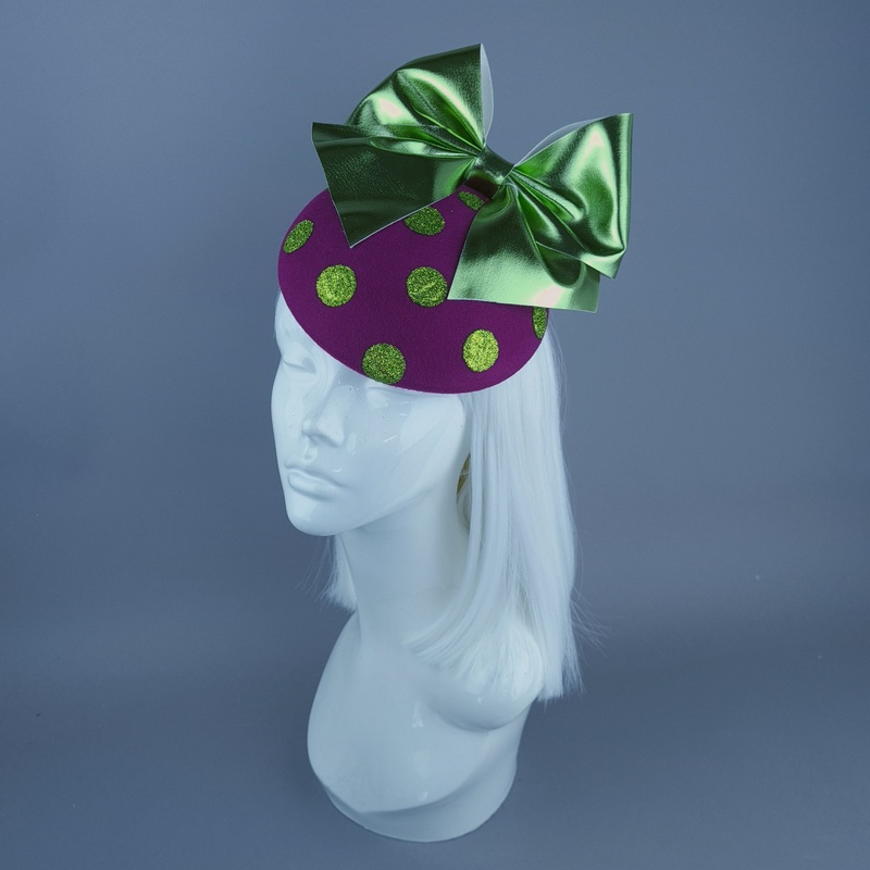 Koko Pink Green Bow Polka Dot Fascinator Hat