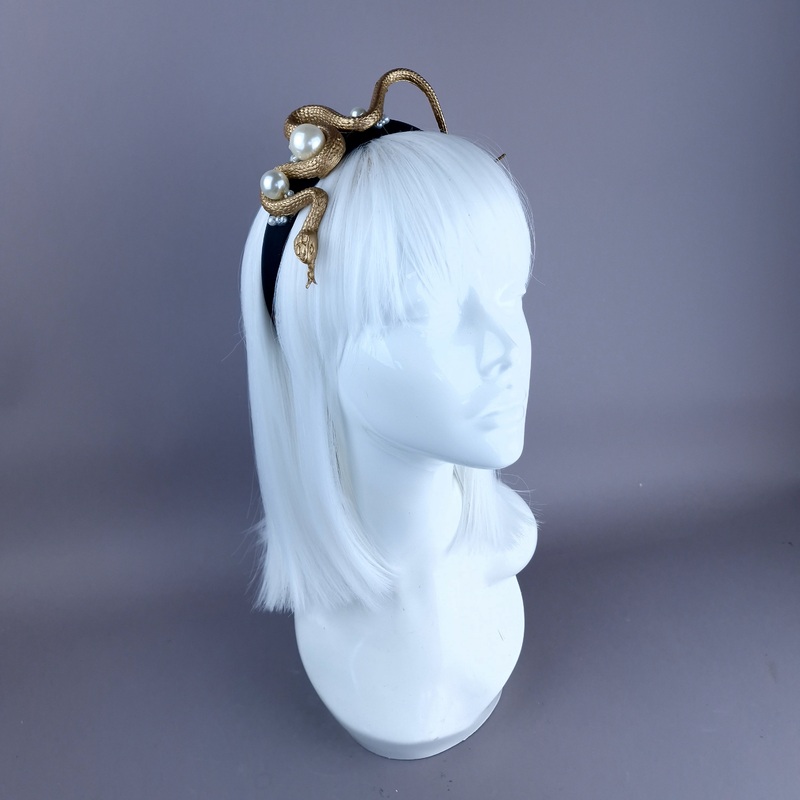 Mixcoatl Gold Snake & Pearl Headpiece
