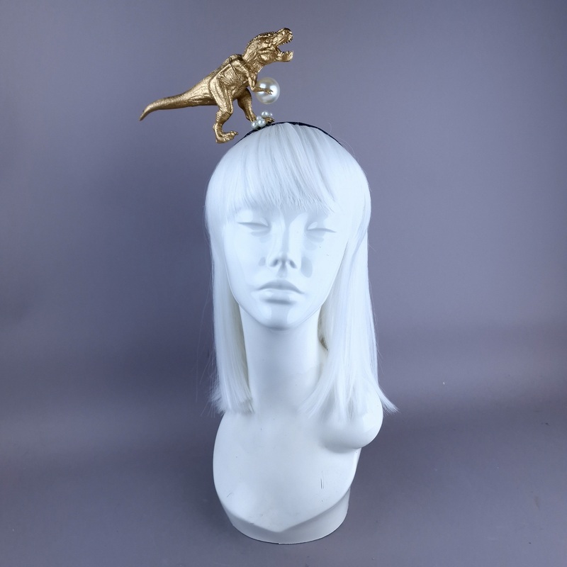 Monster Gold & Pearl Tyrannosaurus Rex Dinosaur Headband