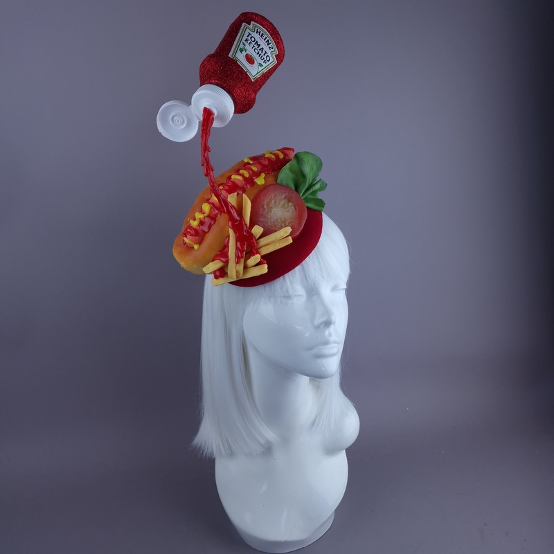 Summer Daze Hotdog Tomato Sauce Fast Food Fascinator Hat