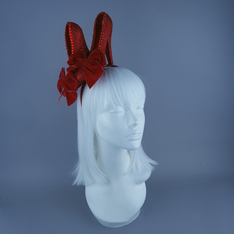 There's No Place Like Home Red Glitter Heels Headband