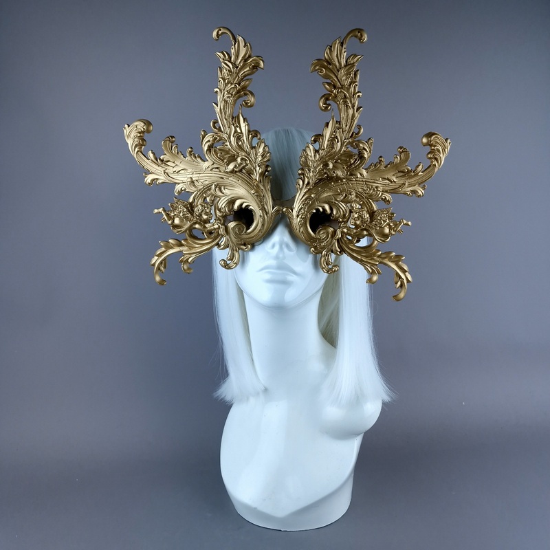 Vila Enormous OTT Gold Filigree Sunglasses Mask