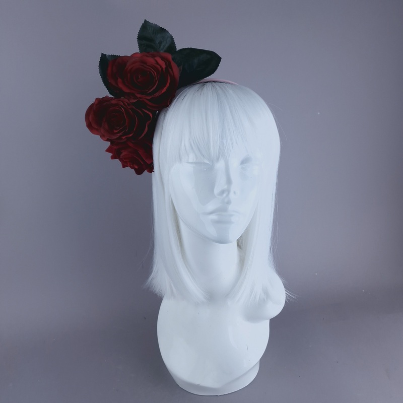 Annora Red Rose Pink Headband Flower Headdress