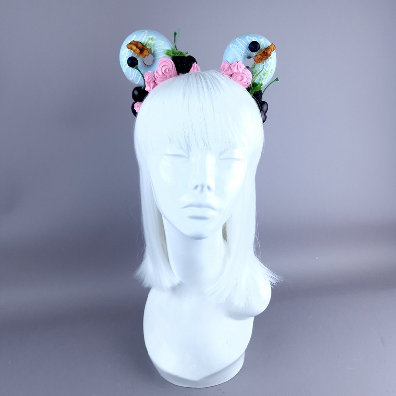 Delish Blue Donut Ear, Pink Icing, Blue Headband Headpiece