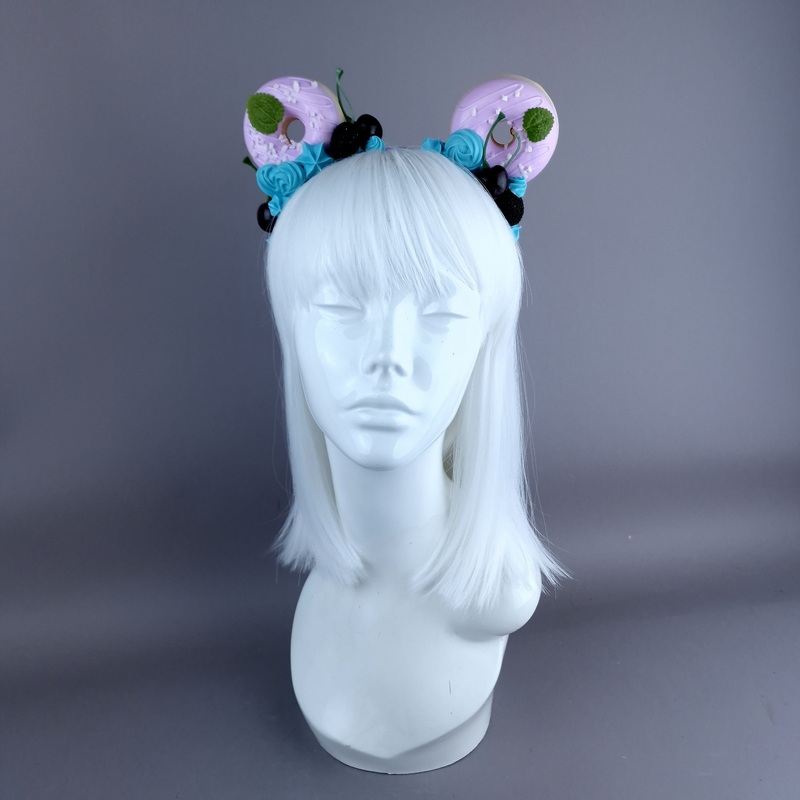 Delish Purple Donut Ear, Blue Icing, Purple Headband Headpiece