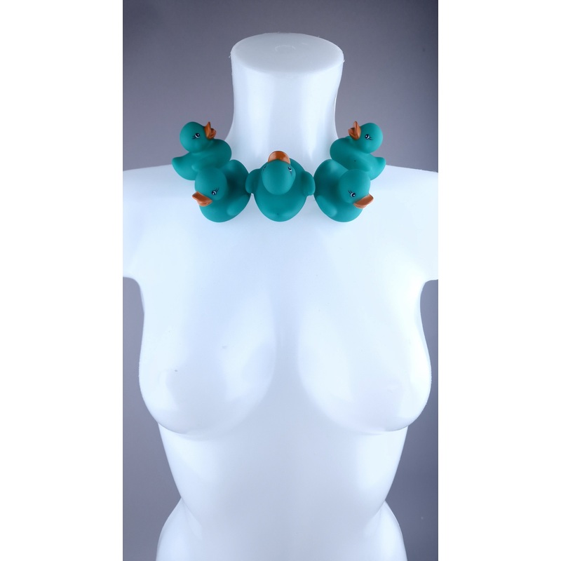 Ducking Cute Teal Bath Duck Neckpiece