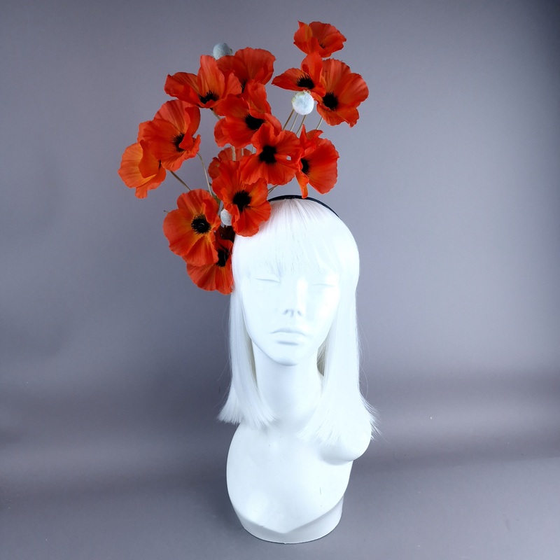 Ketura Orange Poppy Flower Headpiece