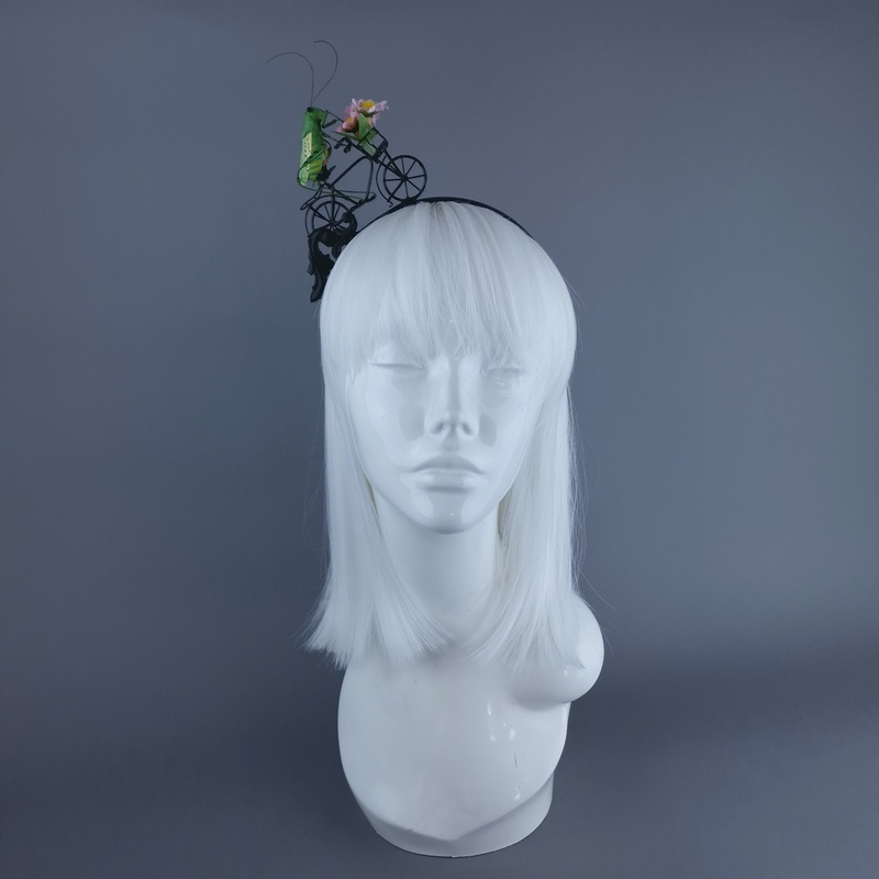 La Sauterelle Grasshopper on a Bicycle Filigree Headband