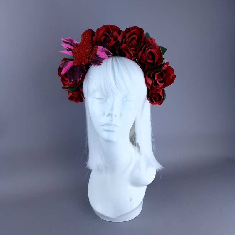 Nara Red Rose & Bird Flower Crown