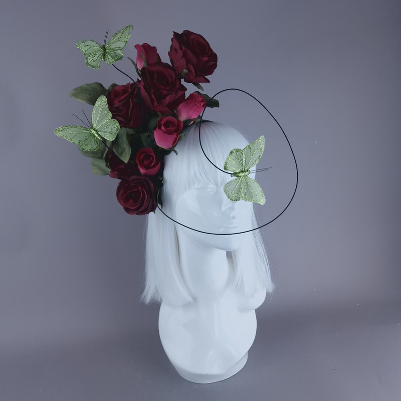 Palila Plum Pink Rose & Butterfly Headdress