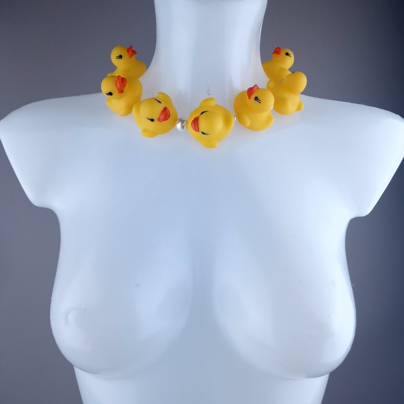 Quack Quack Yellow Bath Duck & Pearl Neckpiece