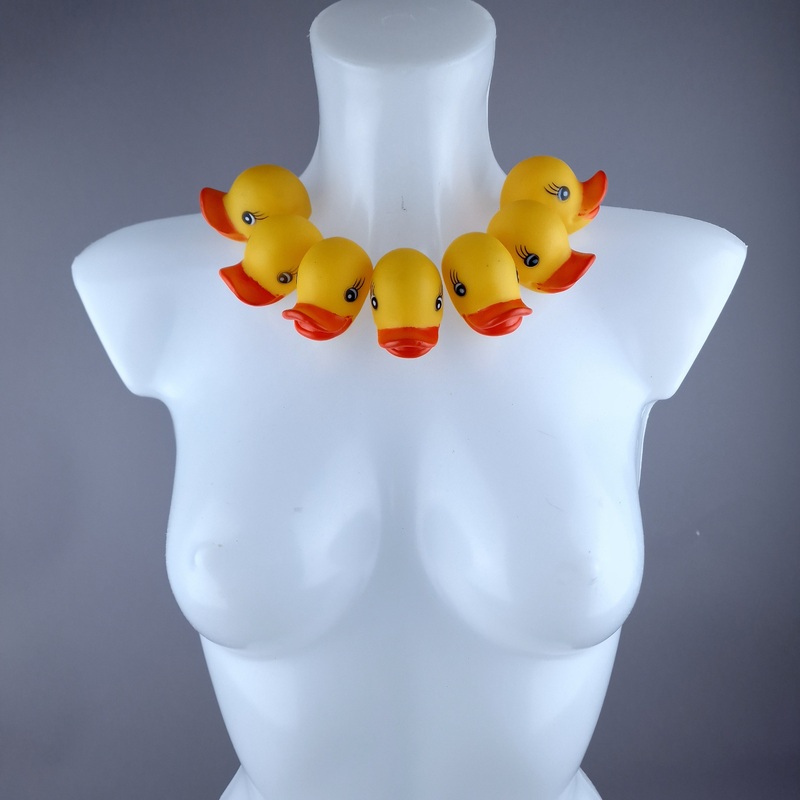 Quackers Yellow Bath Duck Heads Neckpiece