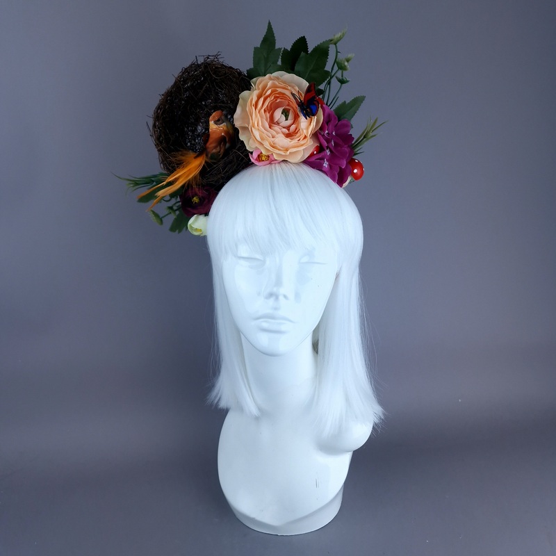 Spring Has Sprung Orange & Peach Birds Nest Flower Crown