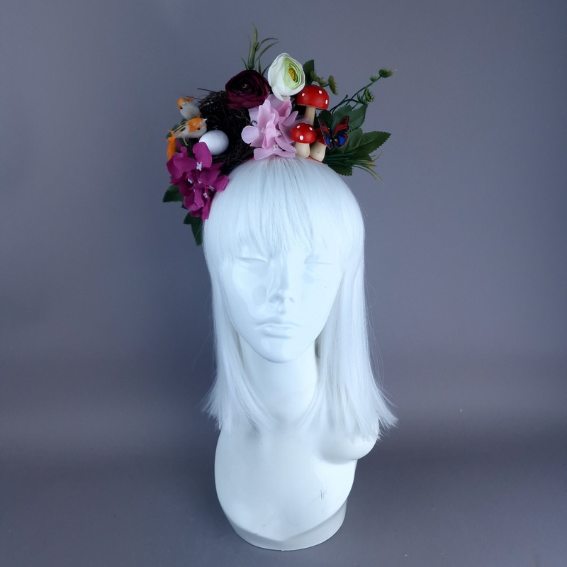 Spring Has Sprung Orange & Plum Birds Nest Flower Crown