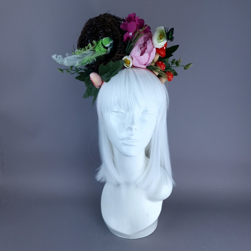 Spring Has Sprung Pink & Green Birds Nest Flower Crown
