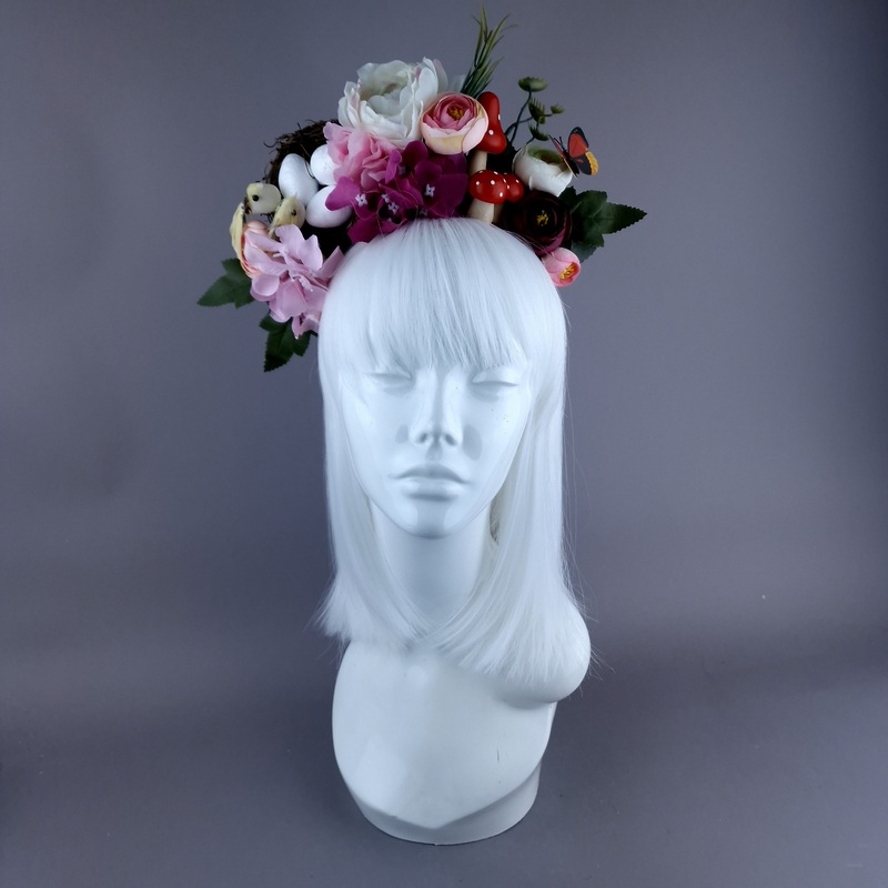 Spring Has Sprung Pink & Ivory Birds Nest Flower Crown