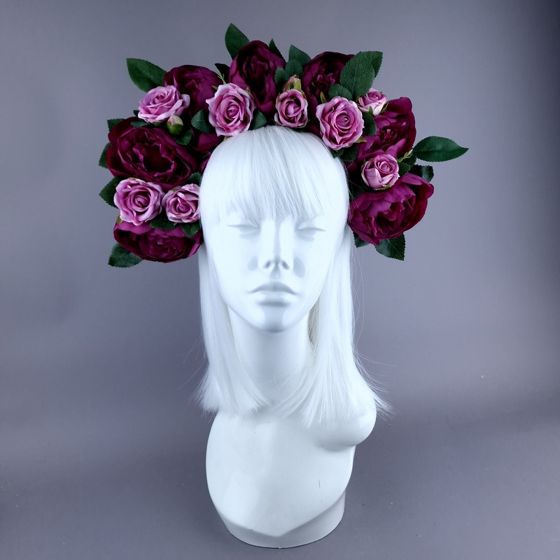Tristezza Plum/Pink Roses Flower Crown