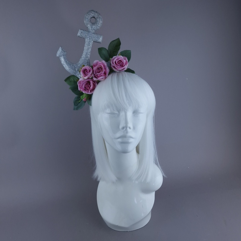 Umiko Diamond Glitter Anchor with Pink Roses Headpiece