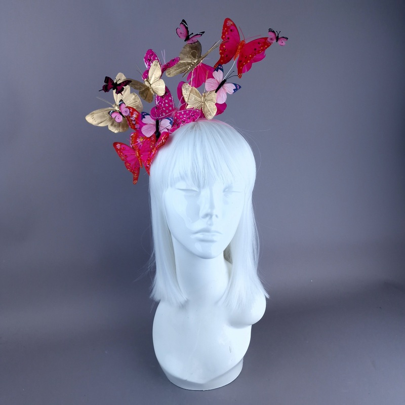 Yaritza Pink & Gold Butterfly Headdress