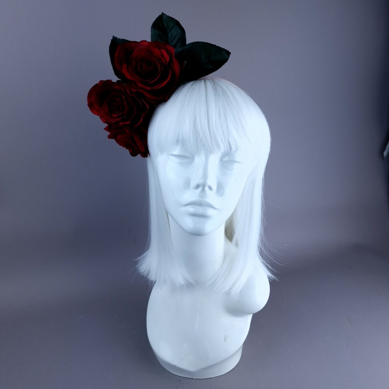 Zaria Red Rose Flower Headdress