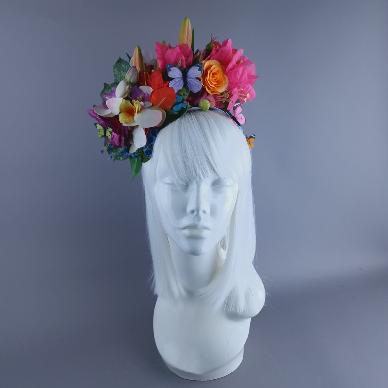 Athalia Colourful Flower & Butterfly Headdress