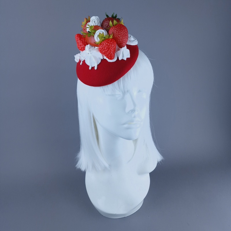 Fragaria' Strawberries & Cream Food Fascinator Hat