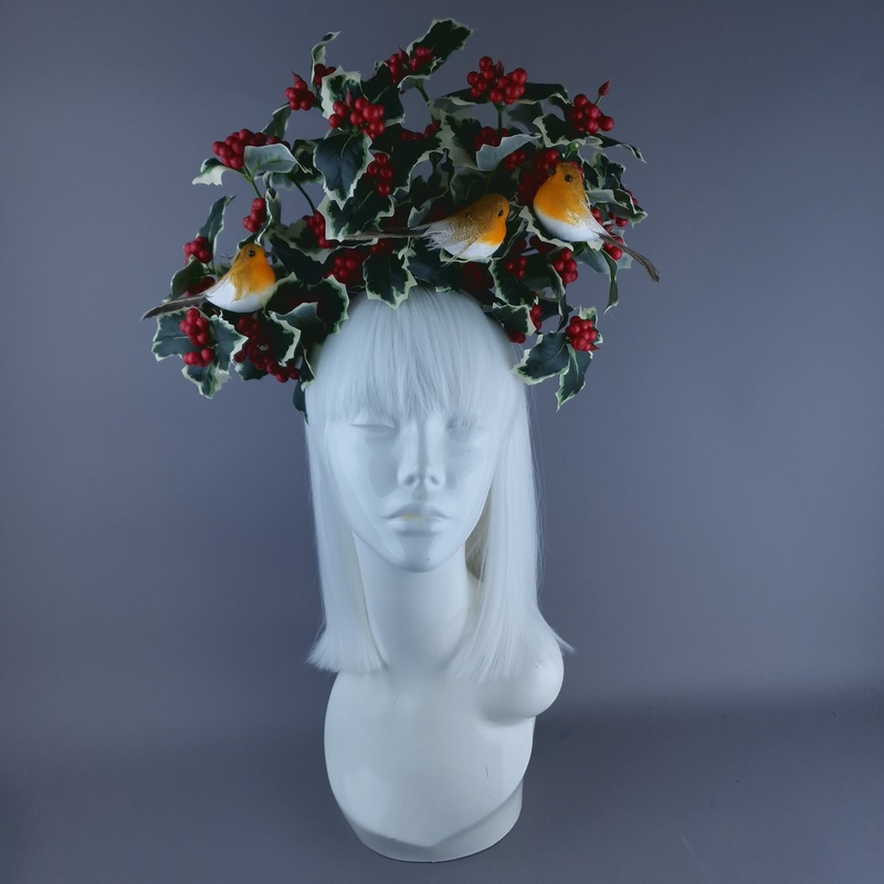 Large Holly & Robins Xmas Headdress