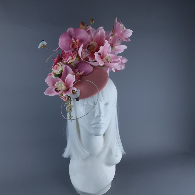 Noa Pink Flowers & Bees Fascinator Hat
