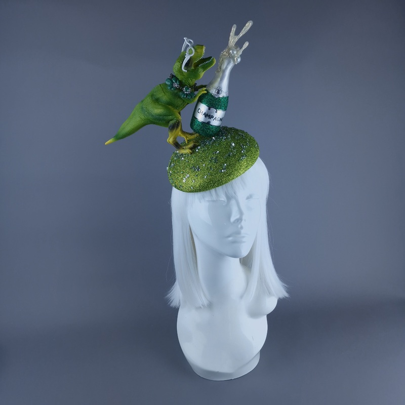 Tipsy Bubbles Dinosaur Champagne Fascinator Hat
