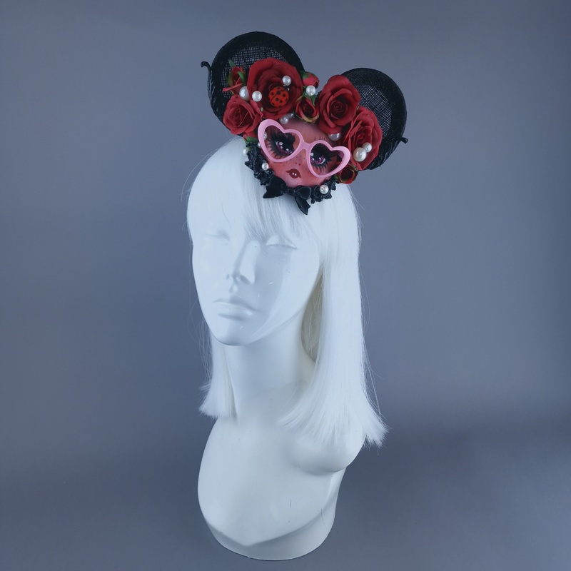 Toof Black & Red Dollface Ear Fascinator Hat