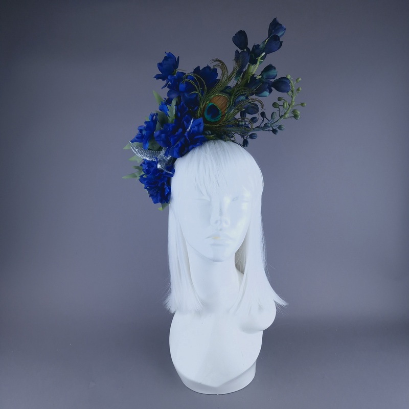 Azraq Blue Flower & Hummingbird Headdress