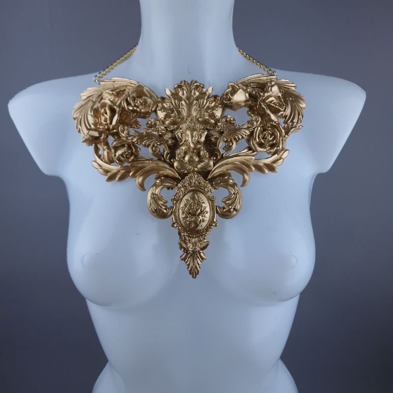 Beginnings Gold Ganesh & Filigree Neckpiece