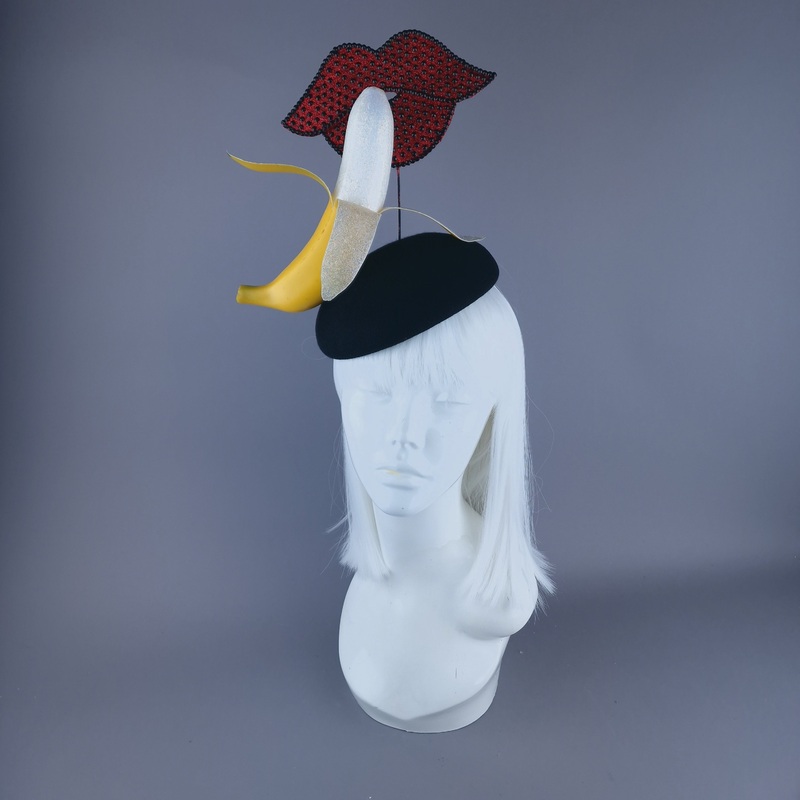 BJ Glittered Lips & Banana Food Fascinator Hat