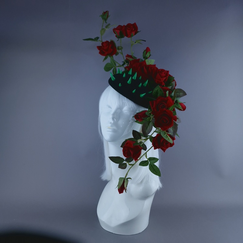 Caresse De Roses Red Rose & Thorns Fascinator Hat