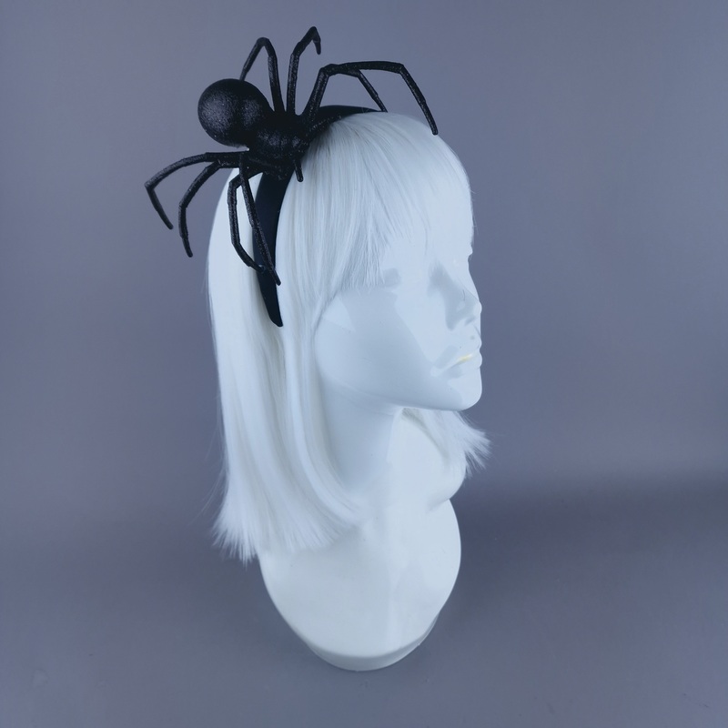 Charlotte Black Glitter Spider Headpiece