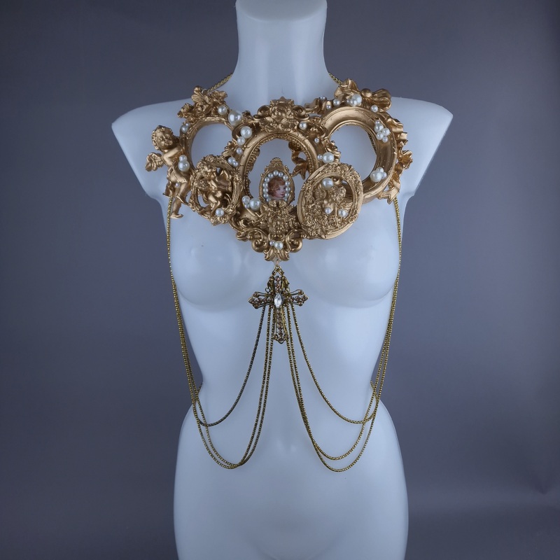 Circe Gold Filigree & Pearl Cherub Body Jewellery Harness