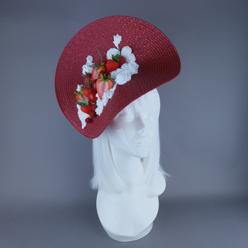 Darling Strawberry, Cherry & Cream Fruit Food Fascinator Hat
