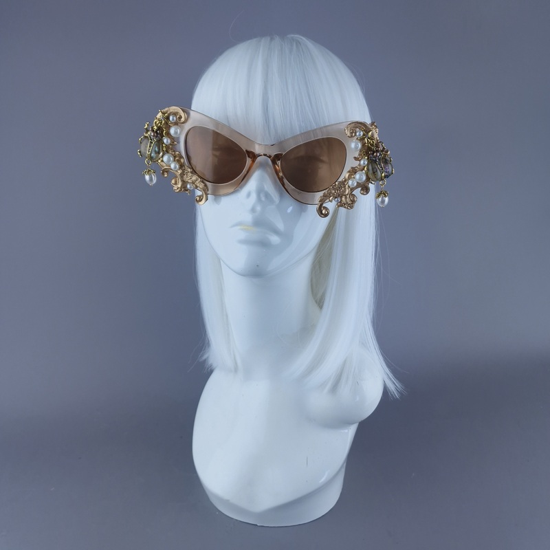 Elytron Gold Filigree, Beetle & Pearls Ornate Sunglasses