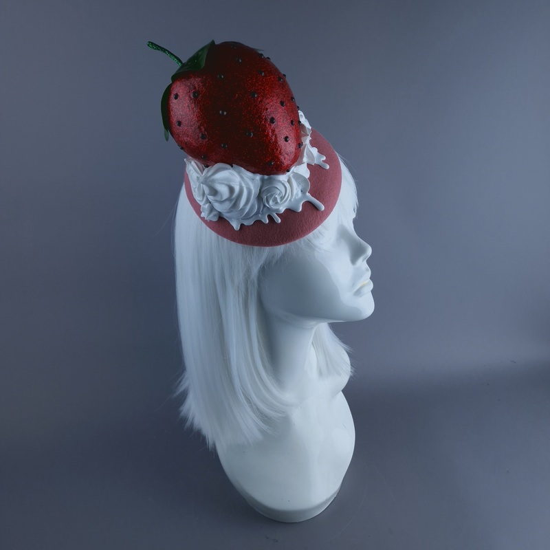 Fariza Giant Strawberry & Cream Food Fascinator Hat