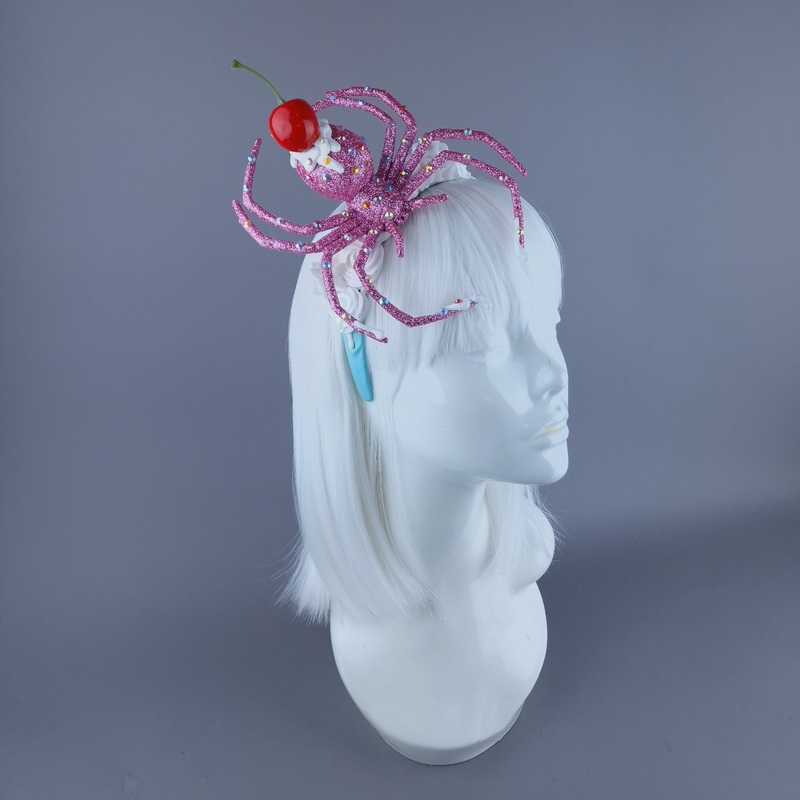 Frostie Pink Glitter Cherry Spider & Cream Headpiece