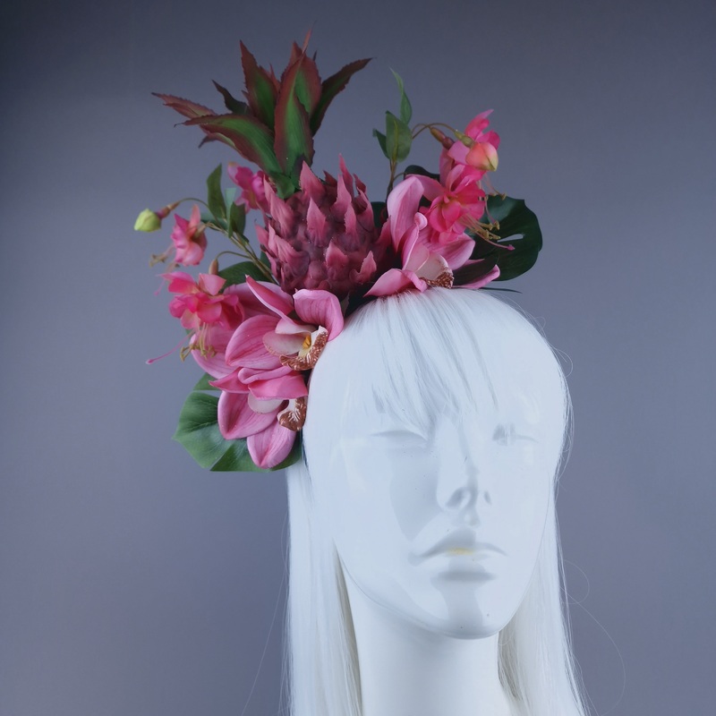 JambonPink Pineapple & Orchid Headdress