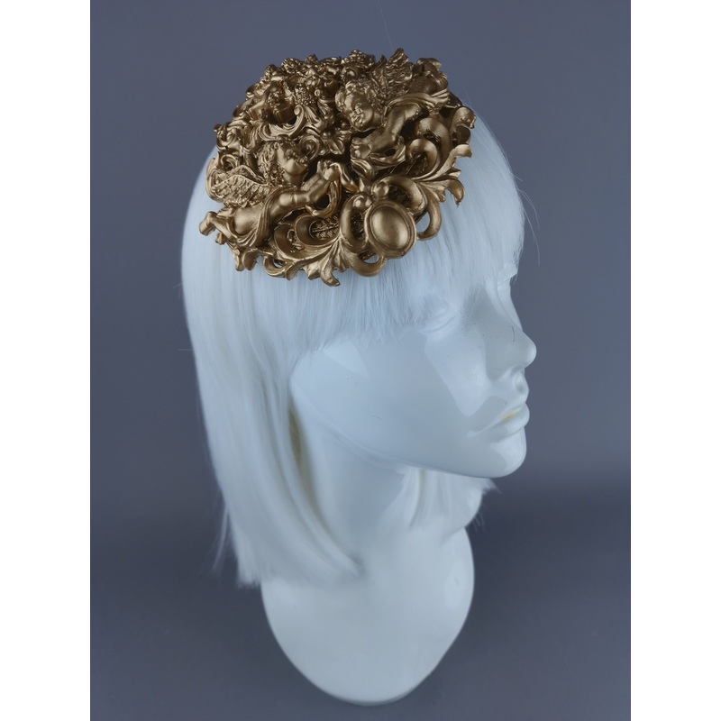 Nalani Gold Filigree & Cherub Mini Fascinator Hat
