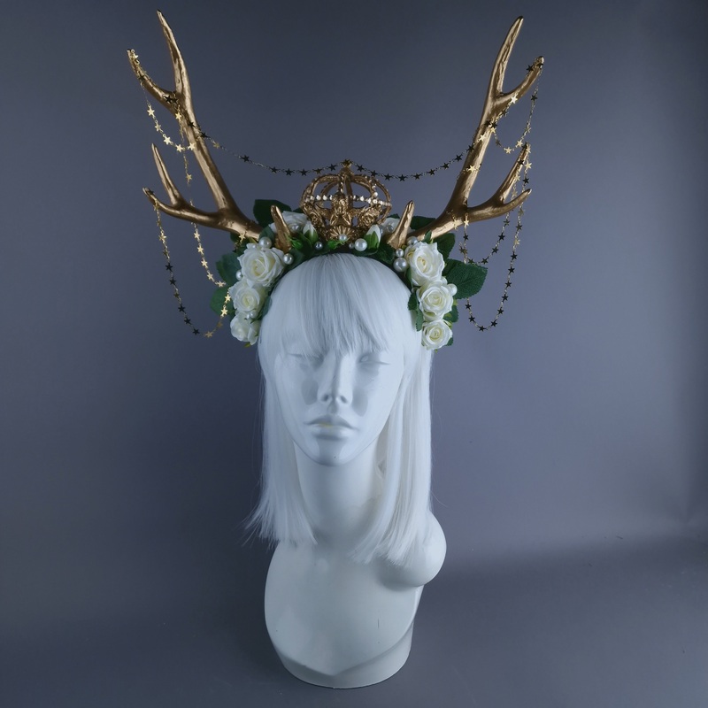 Orein Antlers, Pearl & Gold Filigree Headpiece