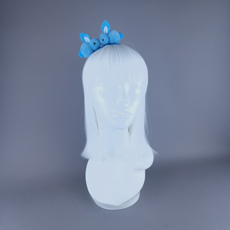 Pompom Blue Bunny Rabbit Glitter Headband