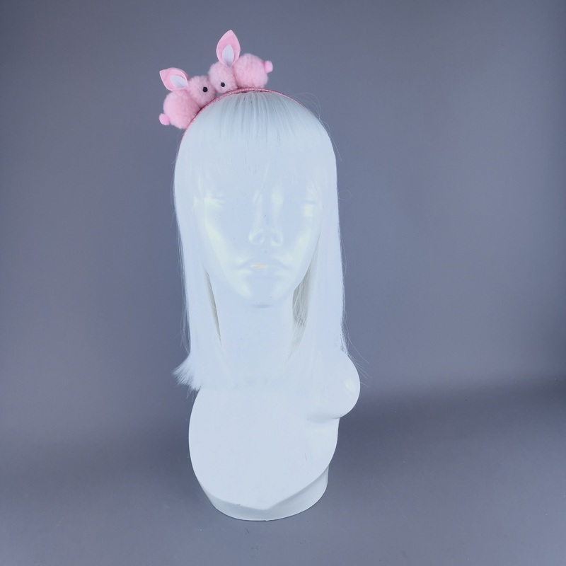 Pompom Pink Bunny Rabbit Glitter Headband