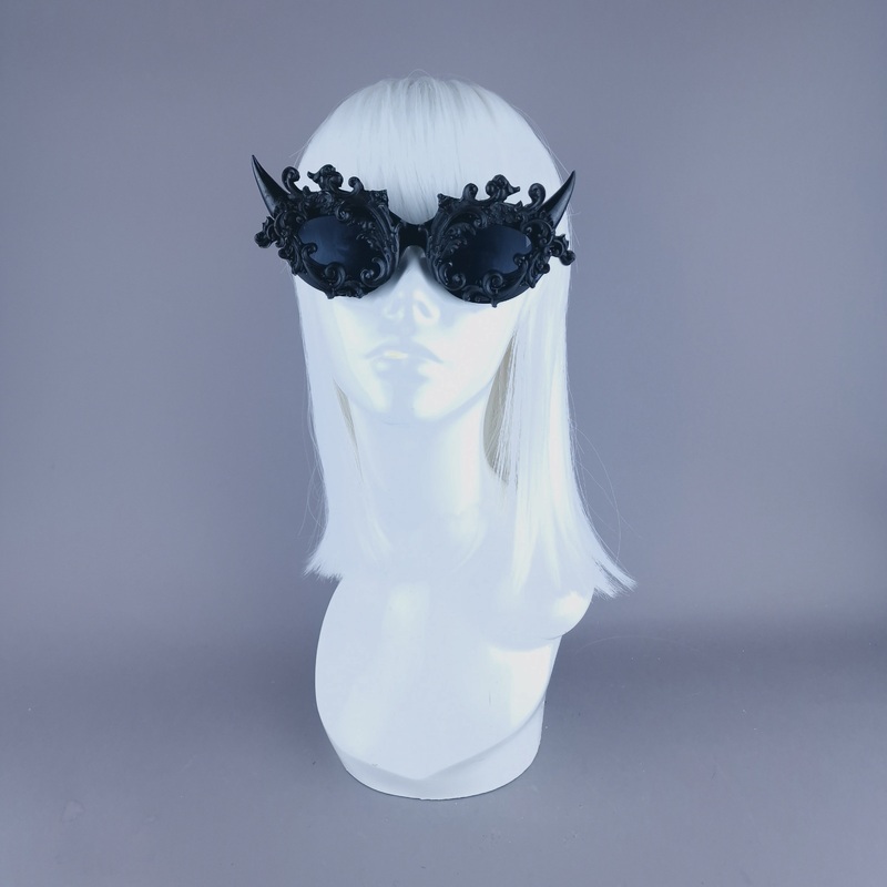 Superbeast Black Filigree Ornate Devil Horn Sunglasses