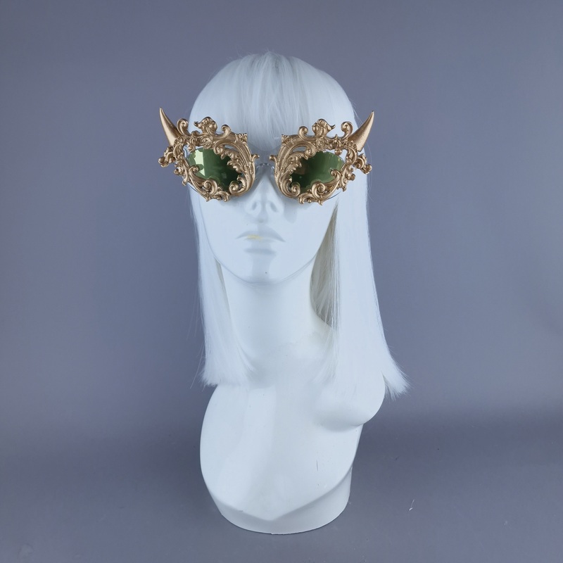 Superbeast Gold Filigree Ornate Devil Horn Sunglasses