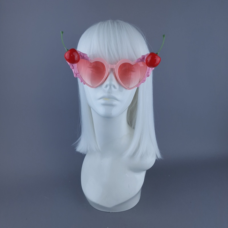 Sweetie Pink Cherry Heart Shaped Sunglasses