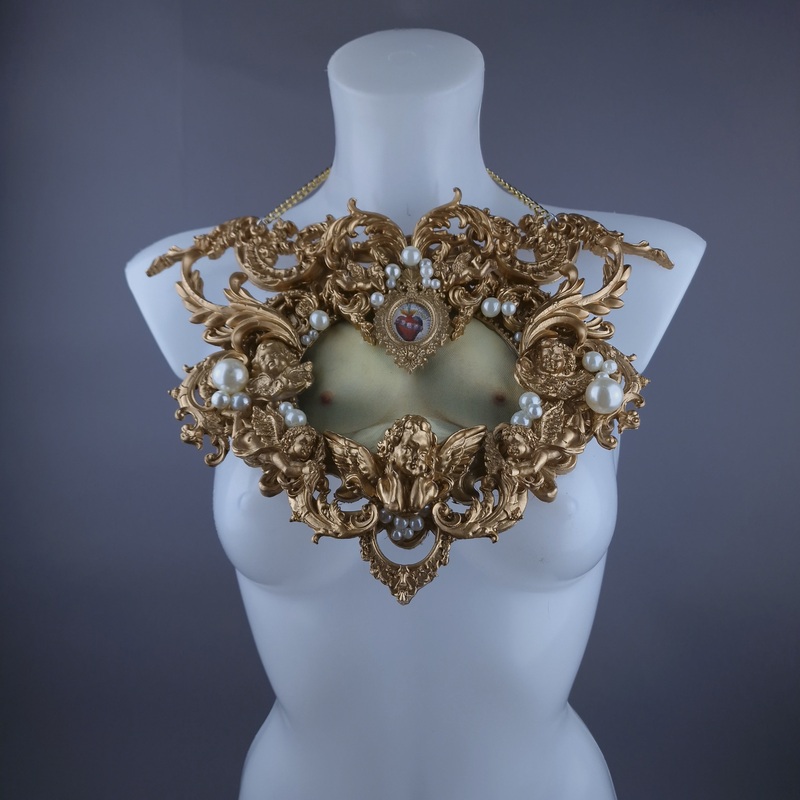 Treasure Chest Gold Filigree & Pearl Neckpiece